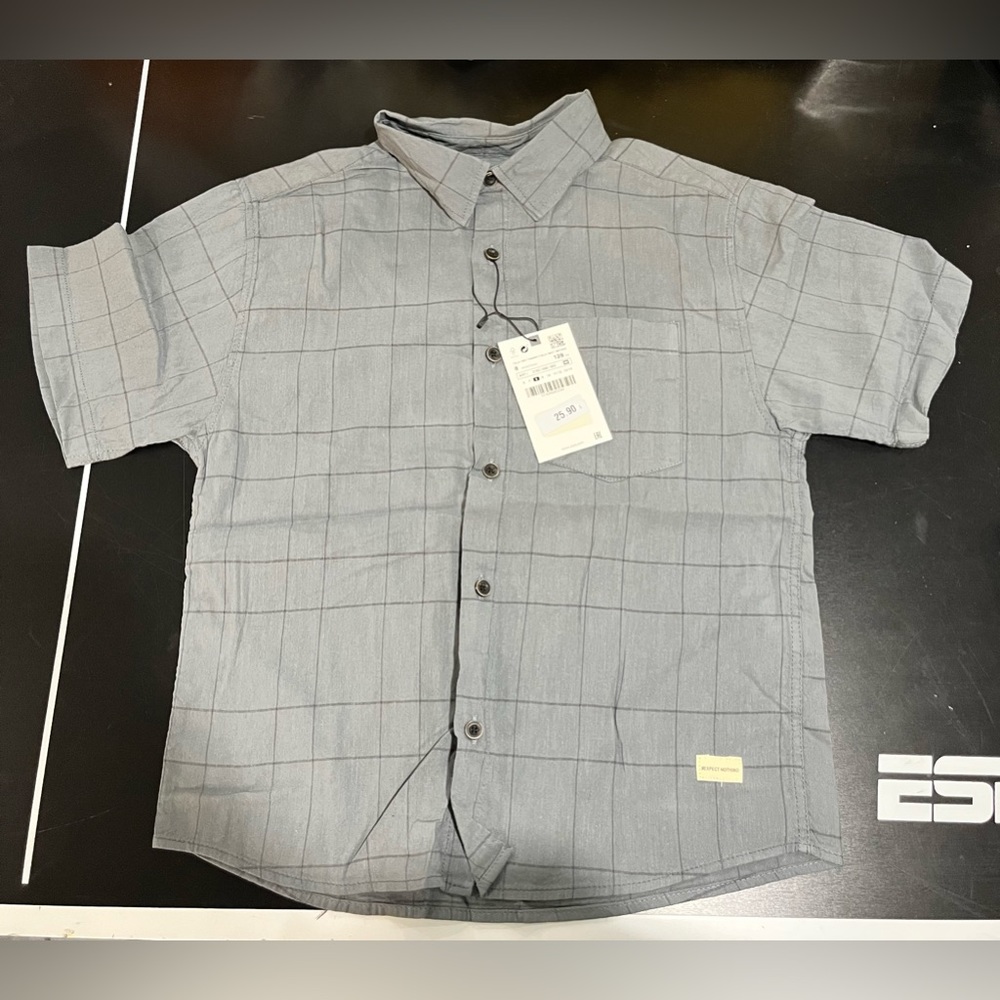 Zara gray patterned boys button up short sleeve shirt